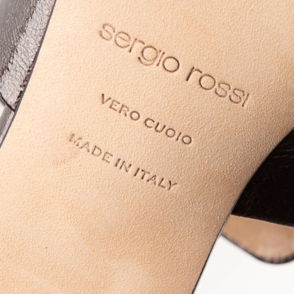 Sergio Rossi Textured Leather Mule Slides 37.5 7 7.5 - Picture 8 of 12